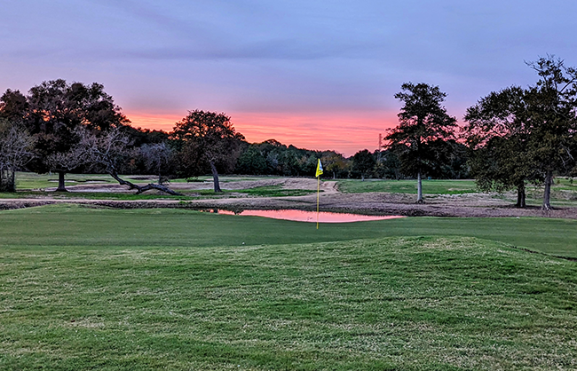 golf course at sunset