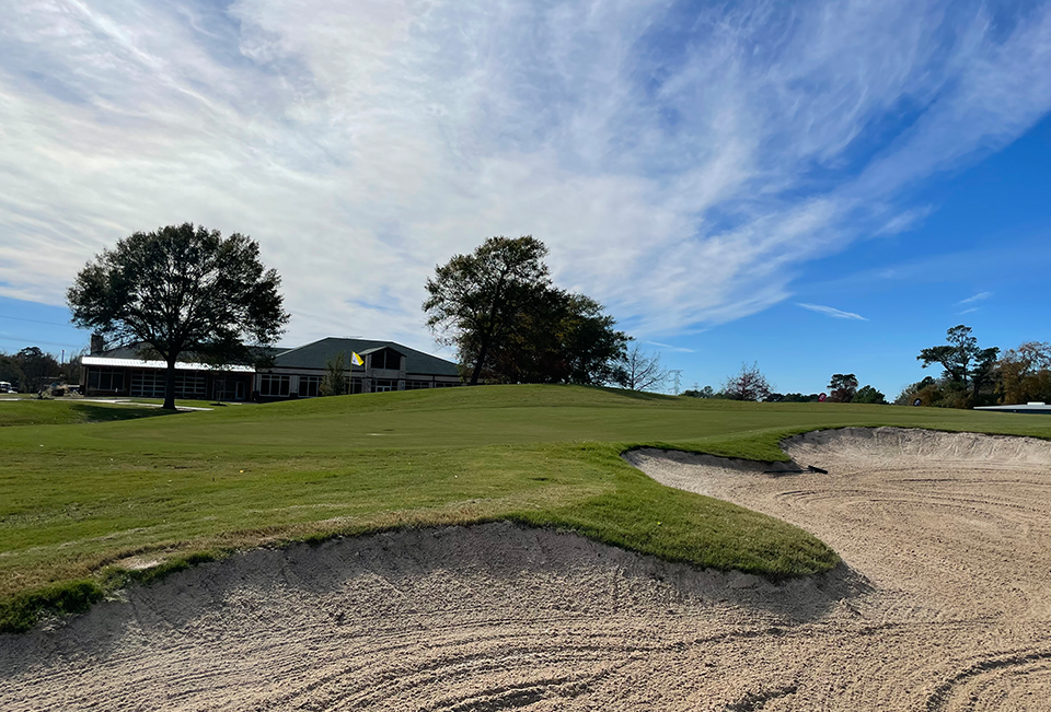 Golf course with sand trap
